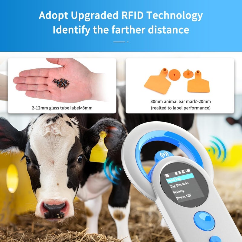 NetumScan Bluetooth Pet Microchip Scanner Reader RFID EMID, 3-in-1 Portable Pet Chip Scanner 2048 Tag Data Storage Animal Tag Scanner with TFT Screen, 1200mAh for ISO 11784/11785,FDX-B and ID64 RFID - Image 2